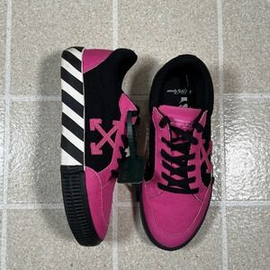 Off‎ White c/o Virgil Abloh Low Black/Fuchsia Vulcanized Canvas Sz 7 / 37 Eu